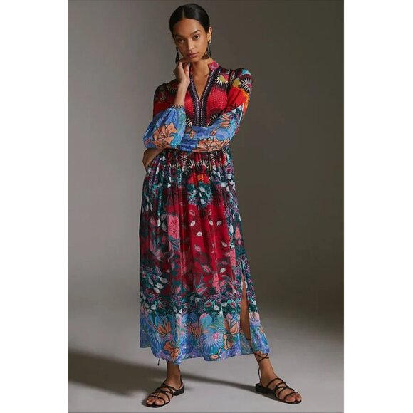 NWOT Anthropologie x Bhanuni by Jyoti Patterned Maxi Dress Size 8 - Picture 1 of 3